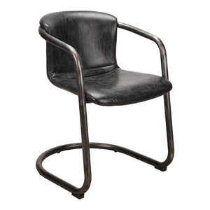 HomeRoots Set of Two Onyx and Silver Upholstered Leather Dining Arm Chairs for Stylish Comfort & Versatility 527941