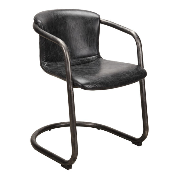 HomeRoots Set of Two Onyx and Silver Upholstered Leather Dining Arm Chairs for Stylish Comfort & Versatility 527941