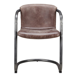 HomeRoots Set of Two Stylish Brown and Silver Upholstered Leather Dining Arm Chairs for Modern Spaces 527942