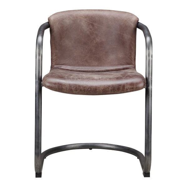 HomeRoots Set of Two Stylish Brown and Silver Upholstered Leather Dining Arm Chairs for Modern Spaces 527942