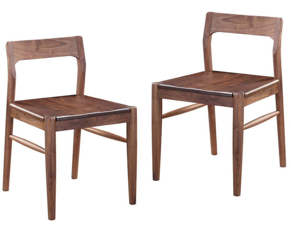 HomeRoots Set of Two Stylish Brown Solid Wood Open Back Dining Chairs for Versatile Home Décor Solutions 527943