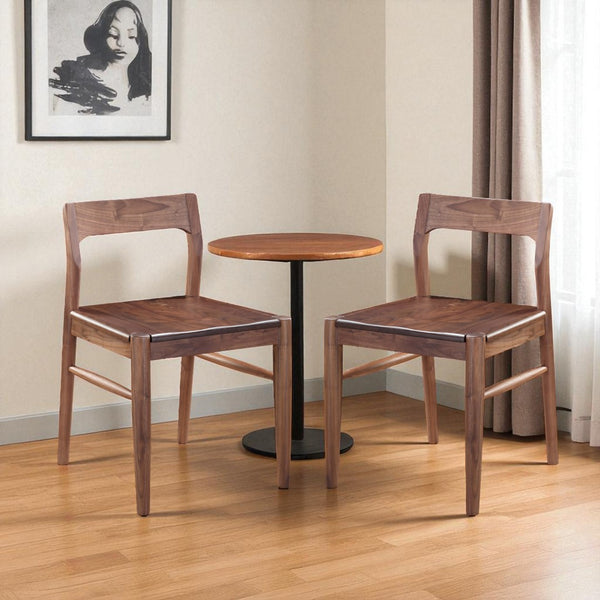 HomeRoots Set of Two Stylish Brown Solid Wood Open Back Dining Chairs for Versatile Home Décor Solutions 527943