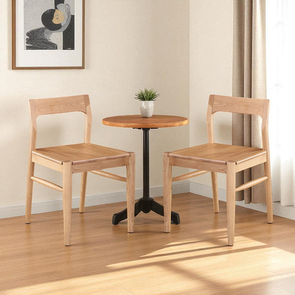 HomeRoots Set of Two Natural Solid Wood Open-Back Side Chairs for Modern Dining & Versatile Living Spaces 527944