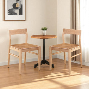 HomeRoots Set of Two Natural Solid Wood Open-Back Side Chairs for Modern Dining & Versatile Living Spaces 527944