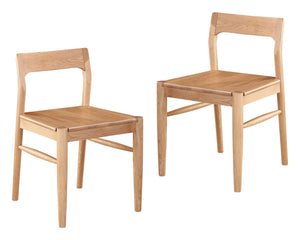 HomeRoots Set of Two Natural Solid Wood Open-Back Side Chairs for Modern Dining & Versatile Living Spaces 527944
