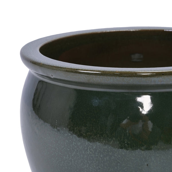 English Elm 3 Pieces Ceramic Flowerpot Set - Elegant Antique Blue-Green Planters For Home, Garden & Patio Decor W3273P321543