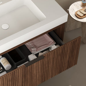 English Elm 36" Muri Oak Woodgrain Plywood Bathroom Vanity Cabinet with Soft Close Doors W2615P338069