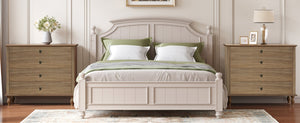 English Elm Large Antique Style 4-drawer Chest with Crown Molding Roman Legs Bedroom Storage Natural & Light Brown,Rustic Brown W1445P422421