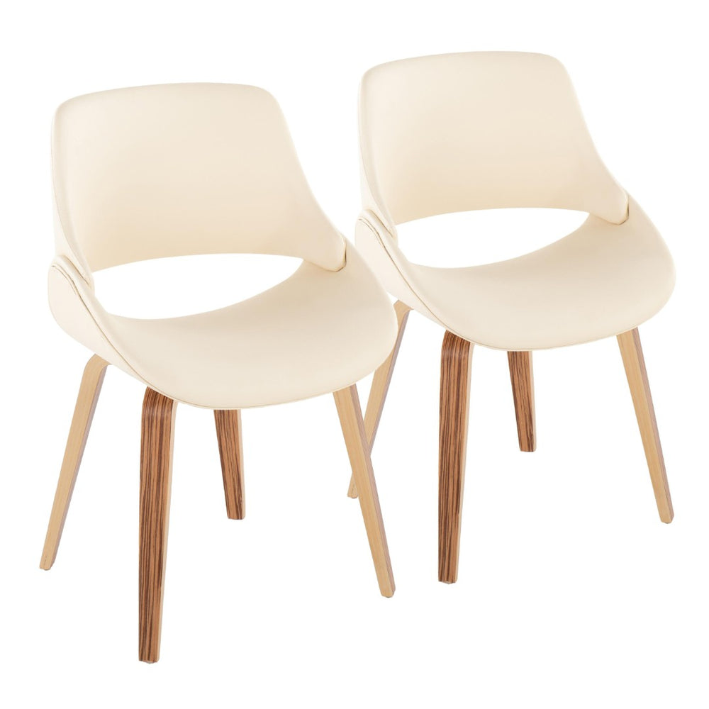 English Elm Mid-century Modern Dining Chairs Faux Leather Seat Zebra Bentwood Legs Set of 2 B202S01237
