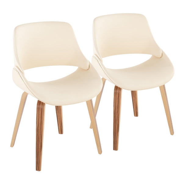 English Elm Mid-century Modern Dining Chairs Faux Leather Seat Zebra Bentwood Legs Set of 2 B202S01237