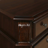 English Elm Zoyee Brown 3-Drawer Nightstand With Molded Details and Metal Pulls