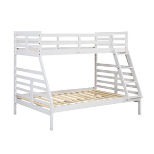 English Elm Twin Twin-over-Twin Bunk Bed with Guard Rails and Integrated Ladder, Oak-Veneer Durable Frame, Space-Saving Design White 58.5 L x 34.5 W x 7 H B011S01856