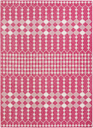 Unique Loom Outdoor Trellis Traliccio Machine Made Trellis Rug Magenta, Ivory/Pink 10' 0" x 14' 1"