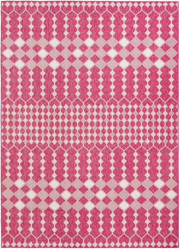 Unique Loom Outdoor Trellis Traliccio Machine Made Trellis Rug Magenta, Ivory/Pink 10' 0" x 14' 1"