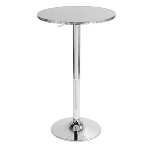 English Elm Bistro Adjustable Round Bar Table In Silver - Modern Swirl Aluminum Top & Chrome Base For Flexibility B202P223297
