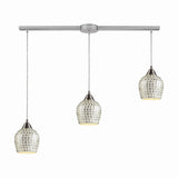 Fusion 36'' Wide 3-Light Pendant - Satin Nickel with Silver Mosaic 528-3L-SLV Elk Lighting