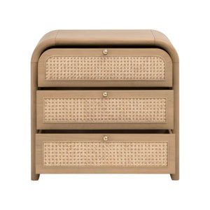 Essentials for Living Cannes 3-drawer Oak and Cane Nightstand with Soft Close Drawers for Bedrooms 5280.NAT-OAK
