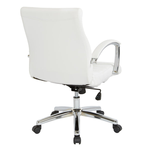 OSP Home Furnishings Executive Low Back Faux Leather Office Chair with Chrome Base for Professional Workspaces White FL92011C-U11