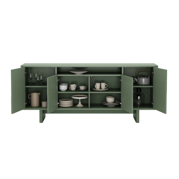 English Elm Ella 71" Sideboard with Soft-Close Doors, Adjustable Shelves, 9 Cubby Spaces & Modern Sled Legs Sage Green B365S00108