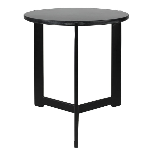 Homeroots 19" Black Aluminum And Brass Round End Table   528061
