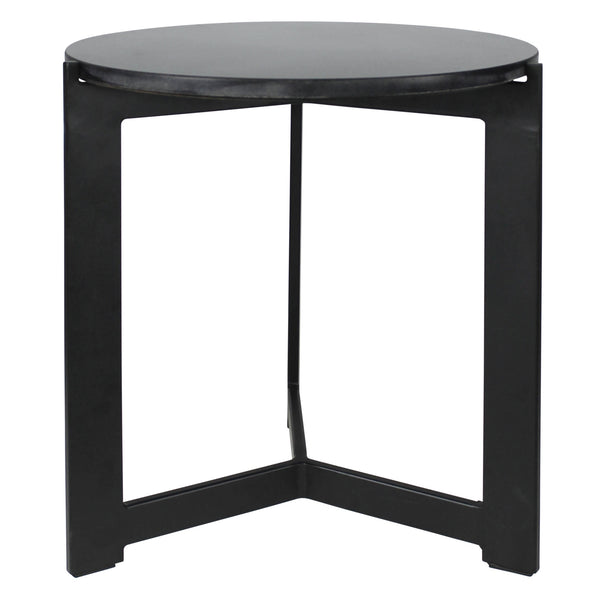 Homeroots 19" Black Aluminum And Brass Round End Table   528061