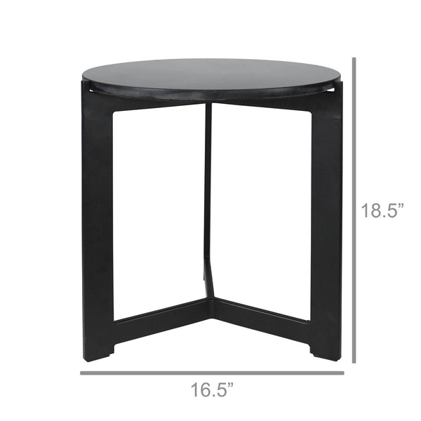 Homeroots 19" Black Aluminum And Brass Round End Table   528061