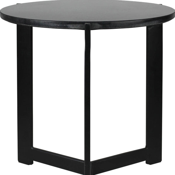 Homeroots 19" Black Aluminum And Brass Round End Table   528061