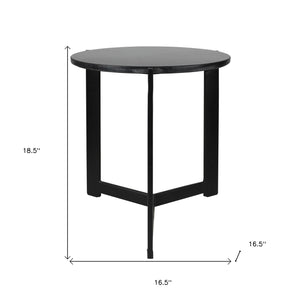 Homeroots 19" Black Aluminum And Brass Round End Table   528061