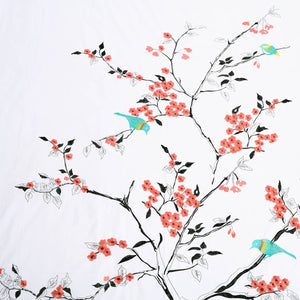 Homeroots Coral And White Queen 100% Cotton 200 Thread Count Washable Duvet Cover Set  Cotton 528103