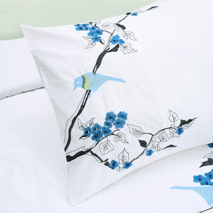 HomeRoots Blue King Cotton Duvet Cover Set - 200 Thread Count, Washable, Soft, Breathable, Elegant Design 528104