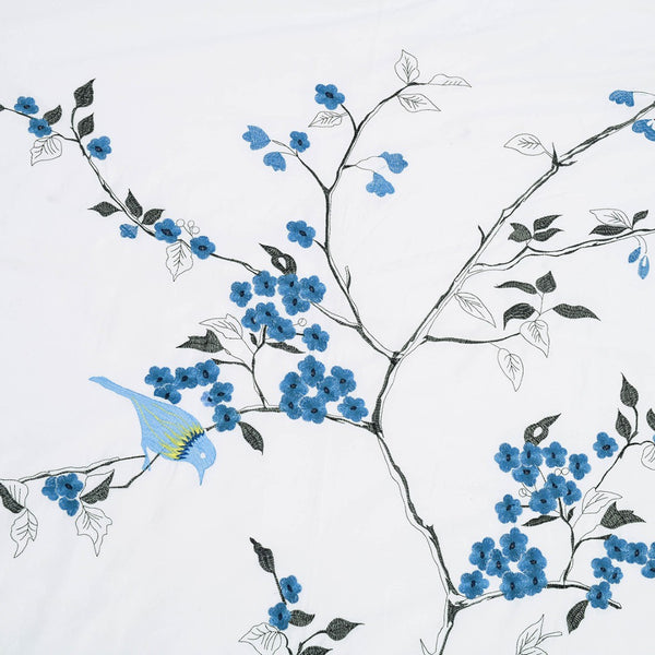 HomeRoots Blue King Cotton Duvet Cover Set - 200 Thread Count, Washable, Soft, Breathable, Elegant Design 528104