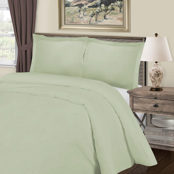 Homeroots Light Green Queen Cotton Blend 1000 Thread Count Washable Duvet Cover Set  Alfa Cotton 528108