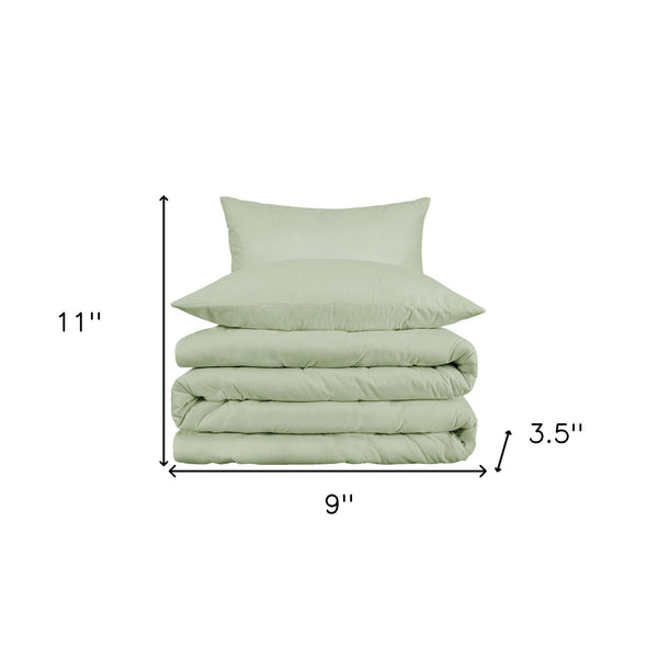 Homeroots Light Green Queen Cotton Blend 1000 Thread Count Washable Duvet Cover Set  Alfa Cotton 528108