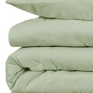 Homeroots Light Green Queen Cotton Blend 1000 Thread Count Washable Duvet Cover Set  Alfa Cotton 528108