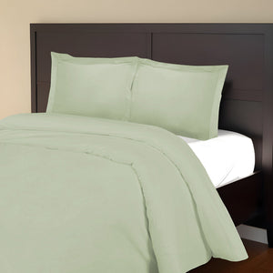 Homeroots Light Green Queen Cotton Blend 1000 Thread Count Washable Duvet Cover Set  Alfa Cotton 528108