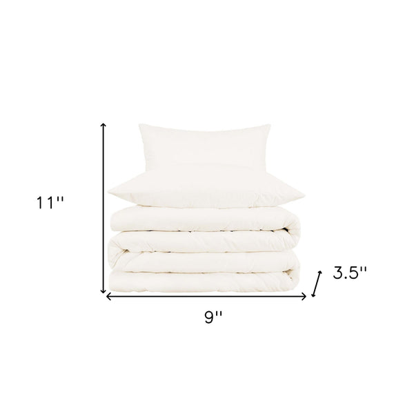 Homeroots Ivory Queen Cotton Blend 1000 Thread Count Washable Duvet Cover Set  Alfa Cotton 528110