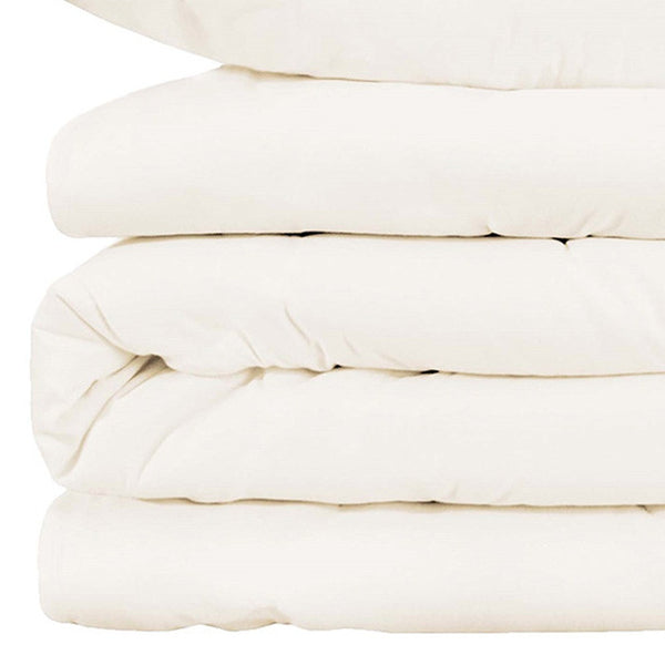 Homeroots Ivory Queen Cotton Blend 1000 Thread Count Washable Duvet Cover Set  Alfa Cotton 528110