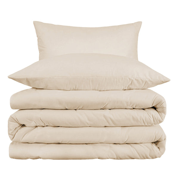 Homeroots Ivory King Cotton Blend 1000 Thread Count Washable Duvet Cover Set  Egyptian Cotton 528173