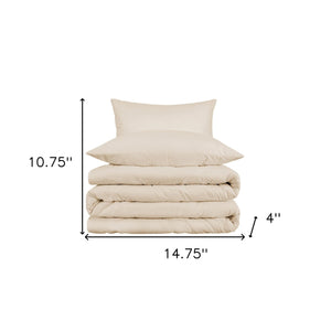 Homeroots Ivory King Cotton Blend 1000 Thread Count Washable Duvet Cover Set  Egyptian Cotton 528173