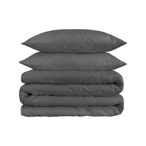 Homeroots Charcoal Queen Cotton Blend 1200 Thread Count Washable Duvet Cover Set  Egyptian Cotton 528184