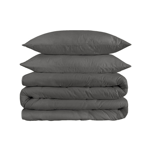 Homeroots Charcoal Queen Cotton Blend 1200 Thread Count Washable Duvet Cover Set  Egyptian Cotton 528184