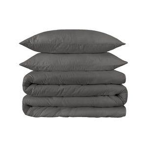 Homeroots Charcoal Queen Cotton Blend 1200 Thread Count Washable Duvet Cover Set  Egyptian Cotton 528184