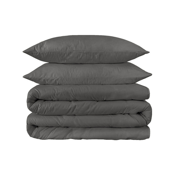 Homeroots Charcoal Queen Cotton Blend 1200 Thread Count Washable Duvet Cover Set  Egyptian Cotton 528184