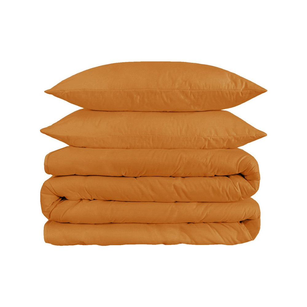 HomeRoots Orange Queen Duvet Cover Set - 1200 Thread Count Cotton Blend, Stylish Washable & Durable Comfort 528185