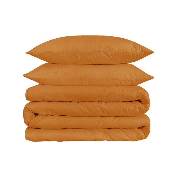 HomeRoots Orange Queen Duvet Cover Set - 1200 Thread Count Cotton Blend, Stylish Washable & Durable Comfort 528185