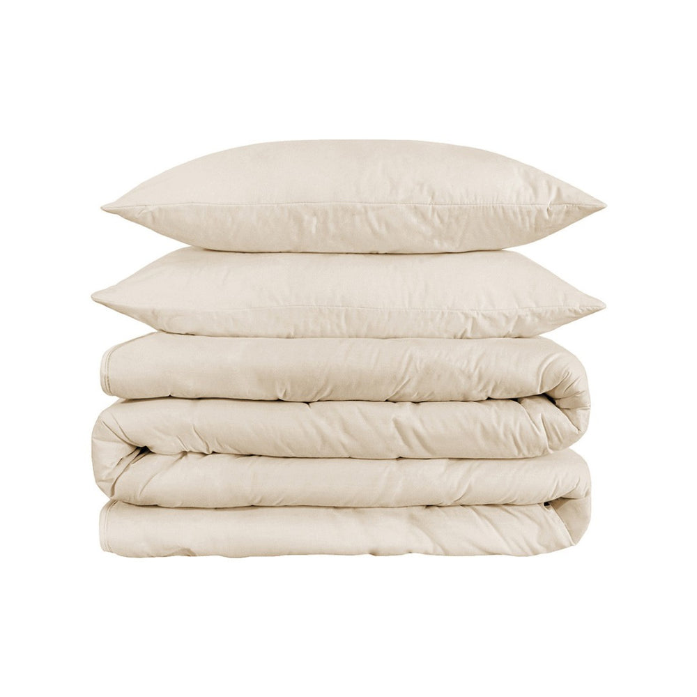 HomeRoots Ivory Queen Duvet Cover Set - 1200 Thread Count Cotton Blend, All-Season Comfort & Easy Care 528187