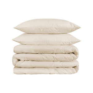 HomeRoots Ivory Queen Duvet Cover Set - 1200 Thread Count Cotton Blend, All-Season Comfort & Easy Care 528187