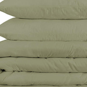 HomeRoots Sage Queen Duvet Cover Set - 1200 Thread Count Cotton Blend, Washable, OEKO-TEX Certified Comfort 528191