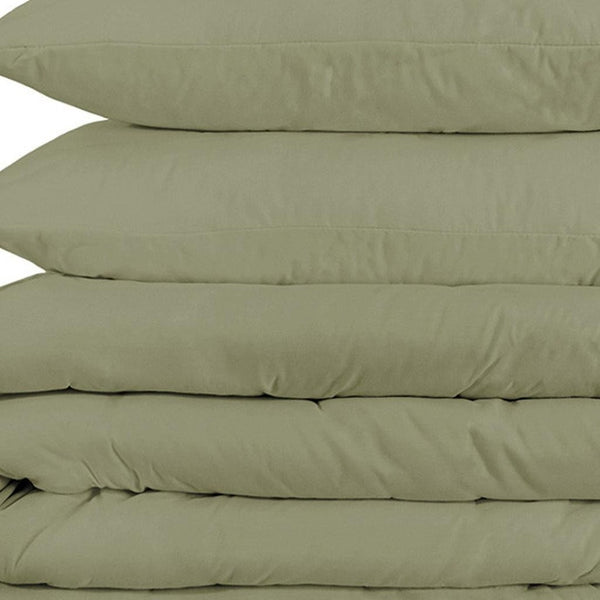 HomeRoots Sage Queen Duvet Cover Set - 1200 Thread Count Cotton Blend, Washable, OEKO-TEX Certified Comfort 528191