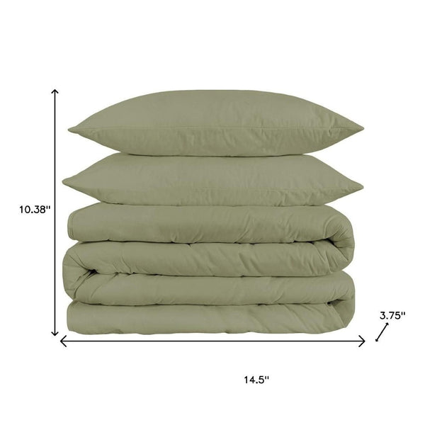 HomeRoots Sage Queen Duvet Cover Set - 1200 Thread Count Cotton Blend, Washable, OEKO-TEX Certified Comfort 528191